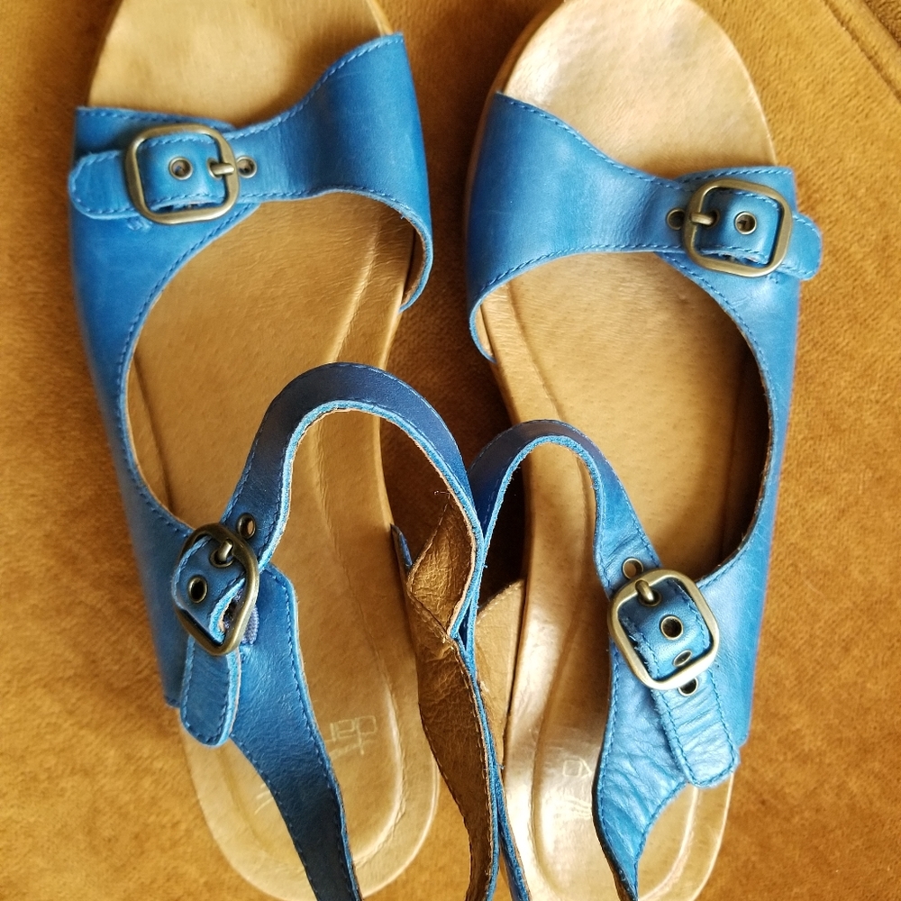 Dansko blue leather sandals size 38